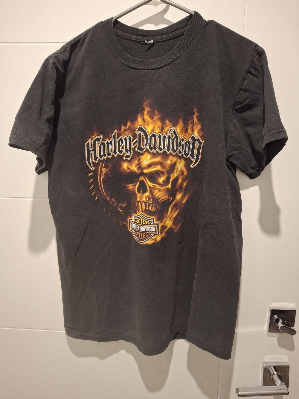 Harley-Davidson Men's Black Short Sleeve Graphic Tee - Flaming Skull
